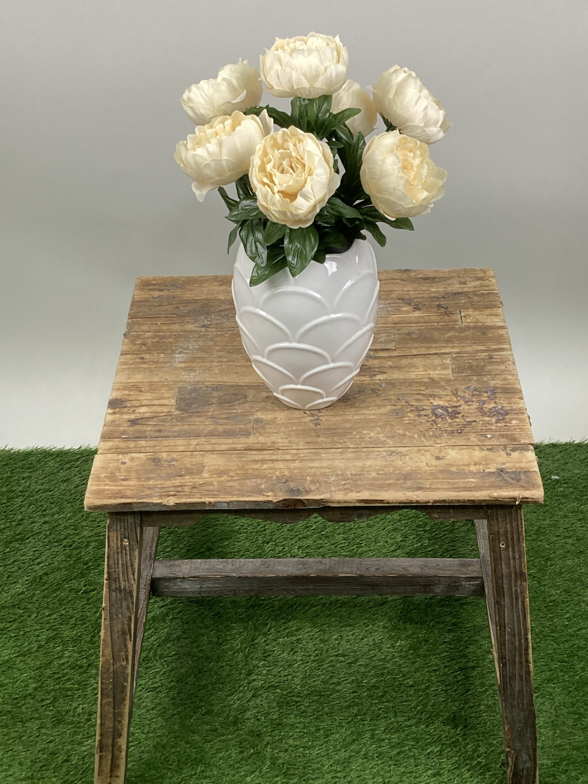 3 Mazzi da 7 Fiori di Bouquet Peonia Artificiale 3x7 Crema - Image 3