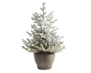 Albero Di Natale Artificiale Innevato Con Luci Con Vaso