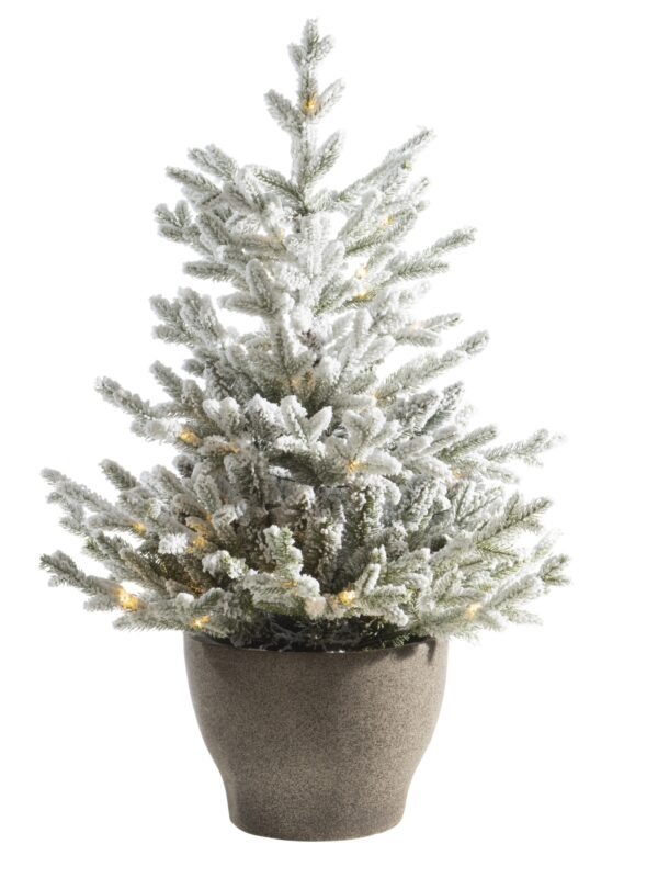 Albero Di Natale Artificiale Innevato Con Luci Con Vaso